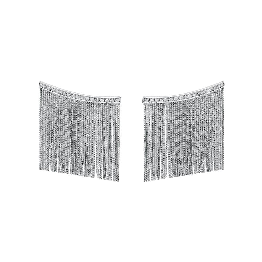 Love Ny Large Diamond Fringe Earrings With 18K White Gold