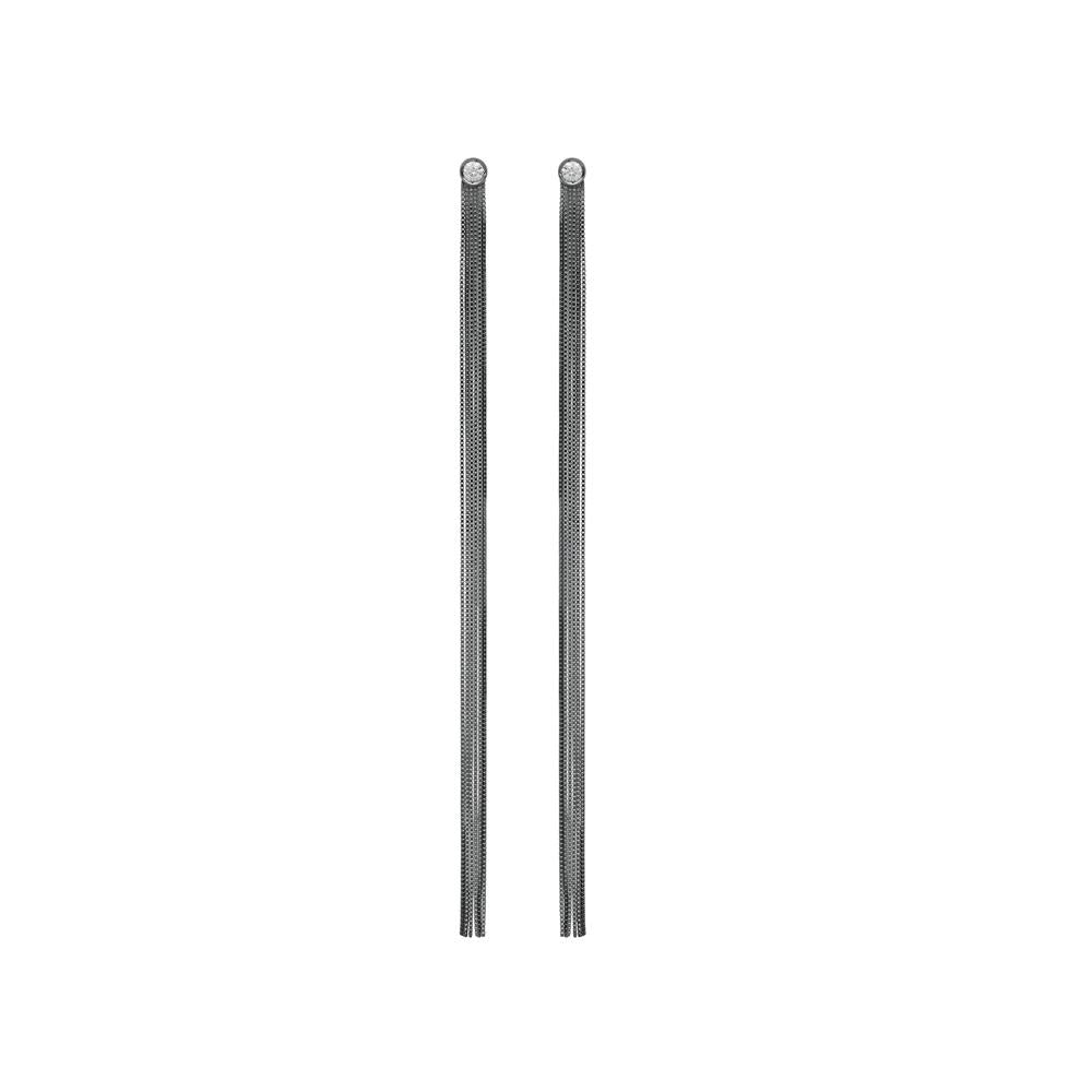 Love Ny Long Diamond Fringe Earrings With 18K White Gold With Black Rhodium