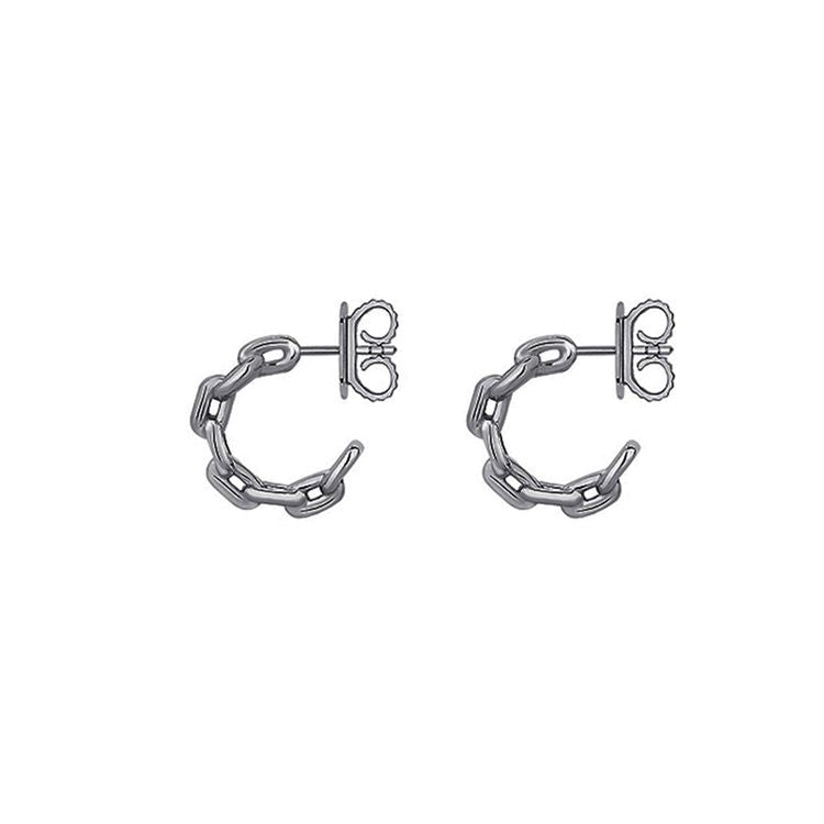 MINI CHAIN HOOP EARRING IN BLACK RHODIUM PLATED SILVER