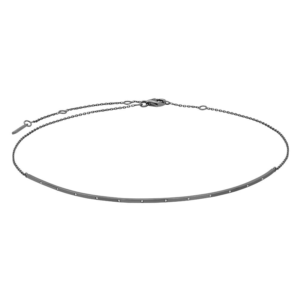 Mini Choker Piscine With 18K White Gold And Black Rhodium And Diamonds Llb 0,04Ct