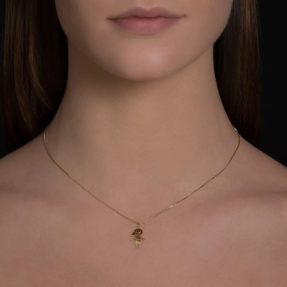 BOY PENDANT IN 18K YELLOW GOLD WITH DIAMOND