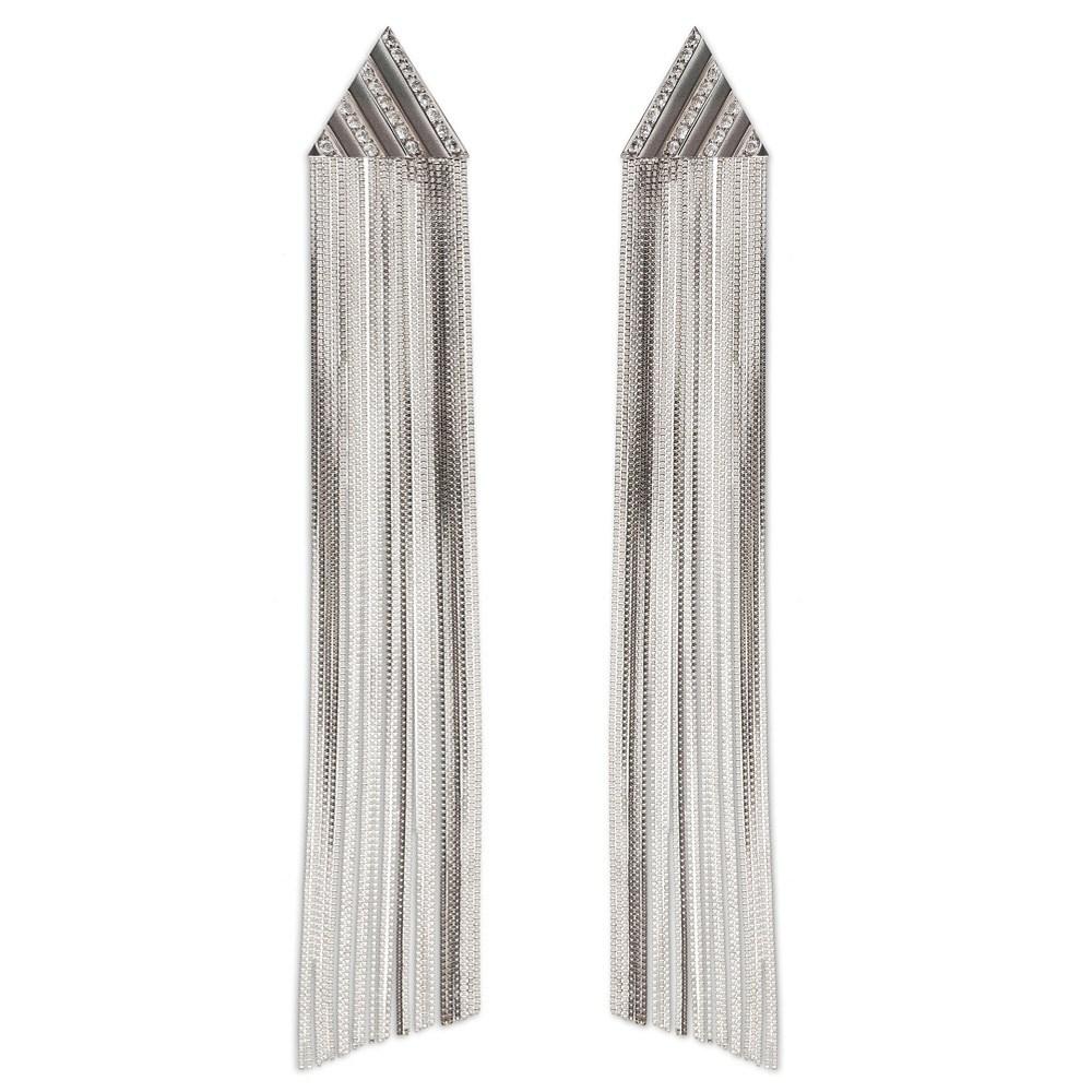 Pleats Triangle Fringe Earring With White Gold 18K And Diamonds