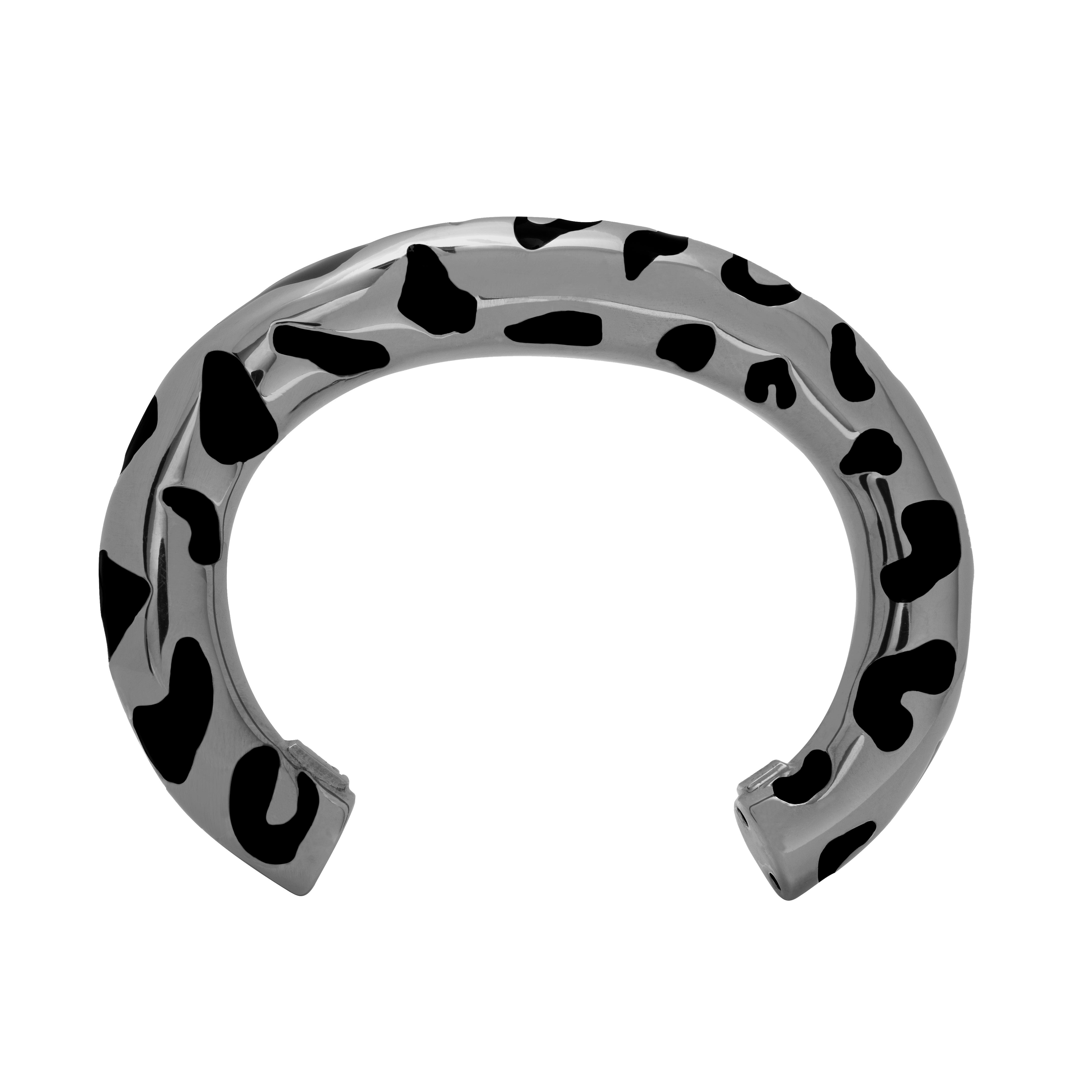 BLACK LEOPARDO BRACELET IN BLACK RHODIUM PLATED SILVER WITH ENAMEL DETAILS