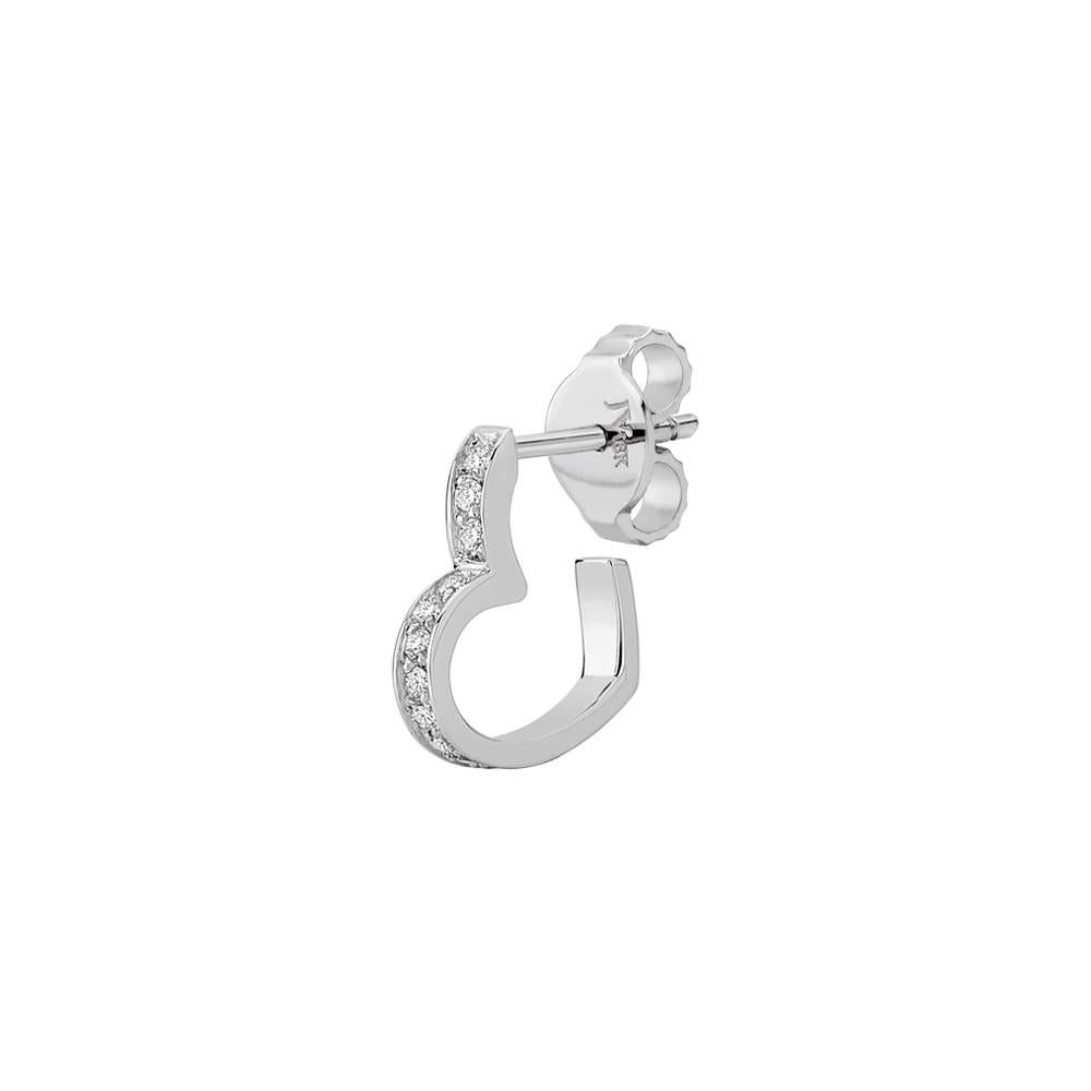 Single Heart Earring Piscine With 18K White Gold And Diamonds 0,08Ct