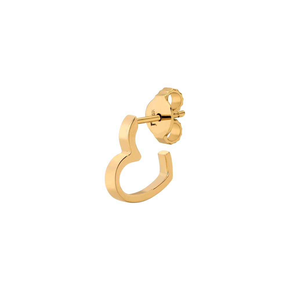 Single Heart Earring Piscine With 18K Yellow Gold