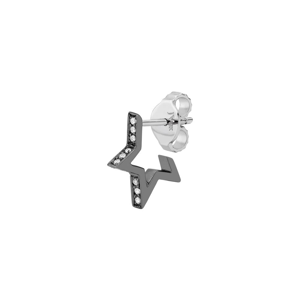 Single Star Earring Piscine With 18K White Gold And Black Rhodium And Diamonds Llb 0,07Ct
