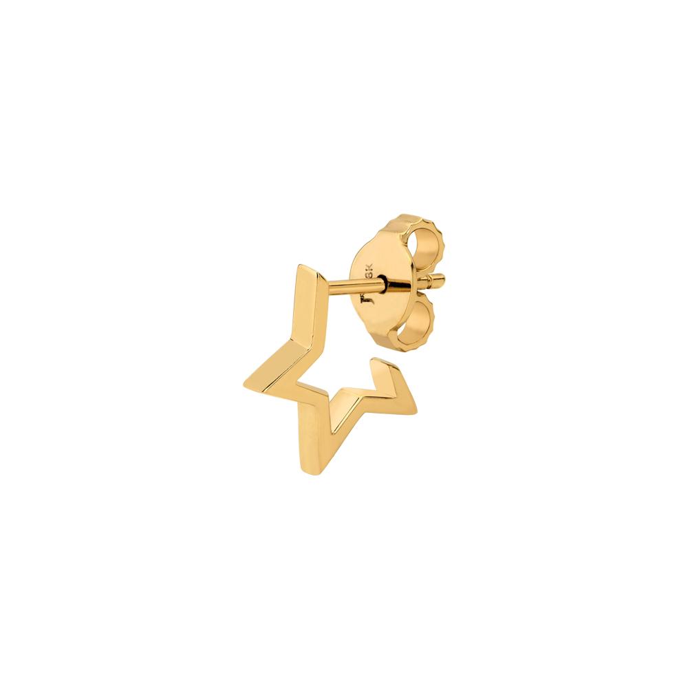 Single Star Earring Piscine With 18K Yellow Gold