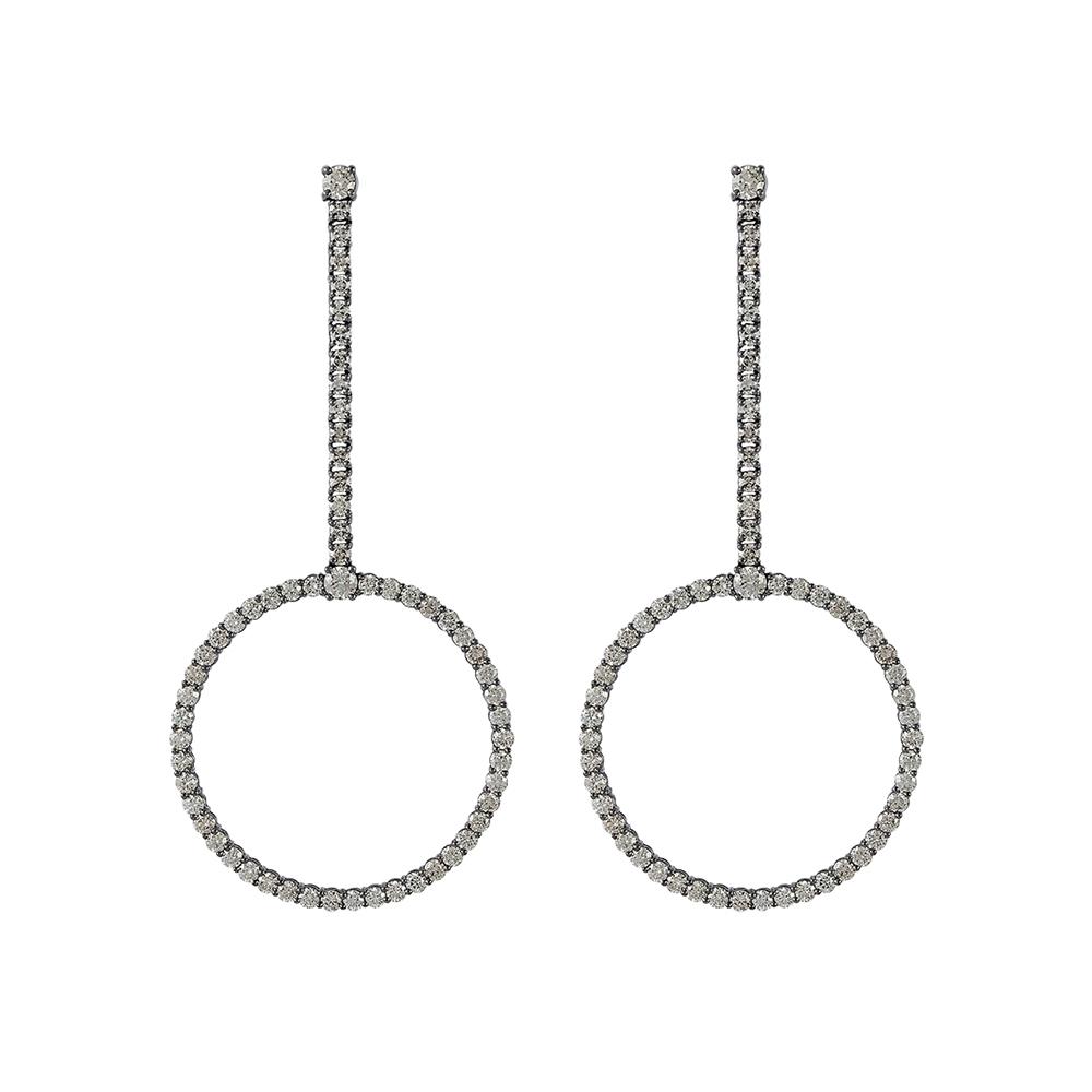 Voyeur Hoop Earrings With . 18K White Gold With Black Rhodium And Llb Diamonds