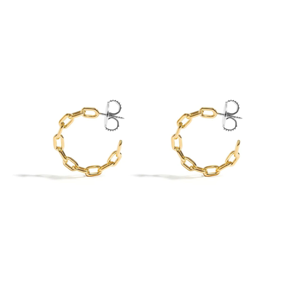 SMALL CHAIN HOOP EARRING IN 18K YELLOW GOLD PLATED SILVER