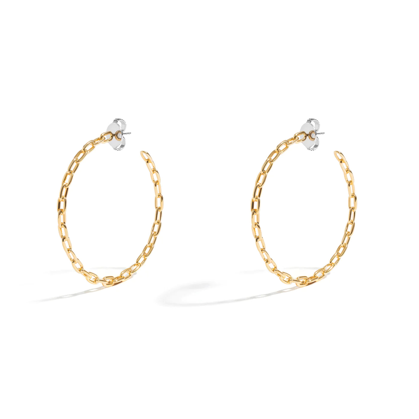 LARGE CHAIN HOOP EARRING IN 18K YELLOW GOLD PLATED SILVER