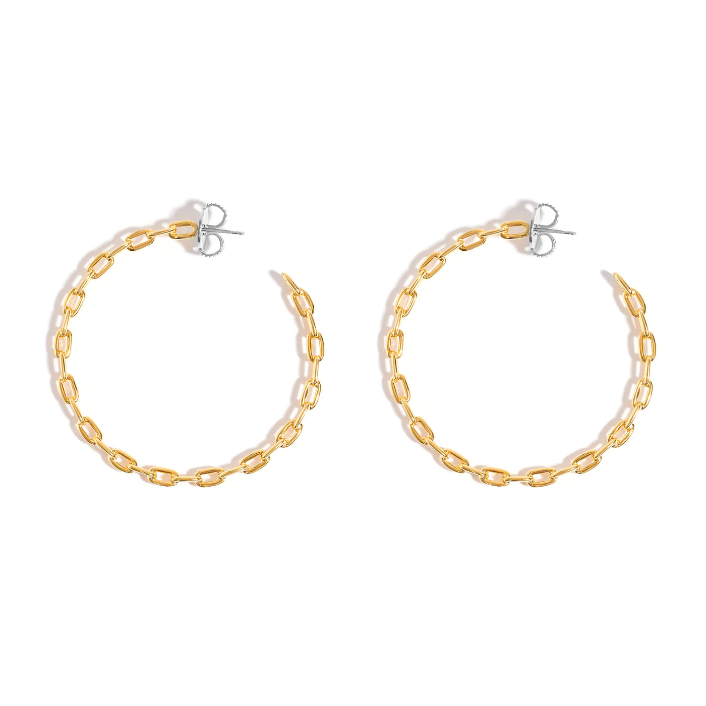 LARGE CHAIN HOOP EARRING IN 18K YELLOW GOLD PLATED SILVER