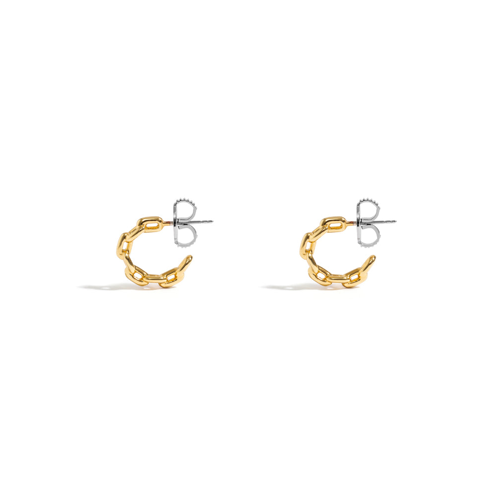 MINI CHAIN HOOP EARRING IN 18K YELLOW GOLD PLATED SILVER