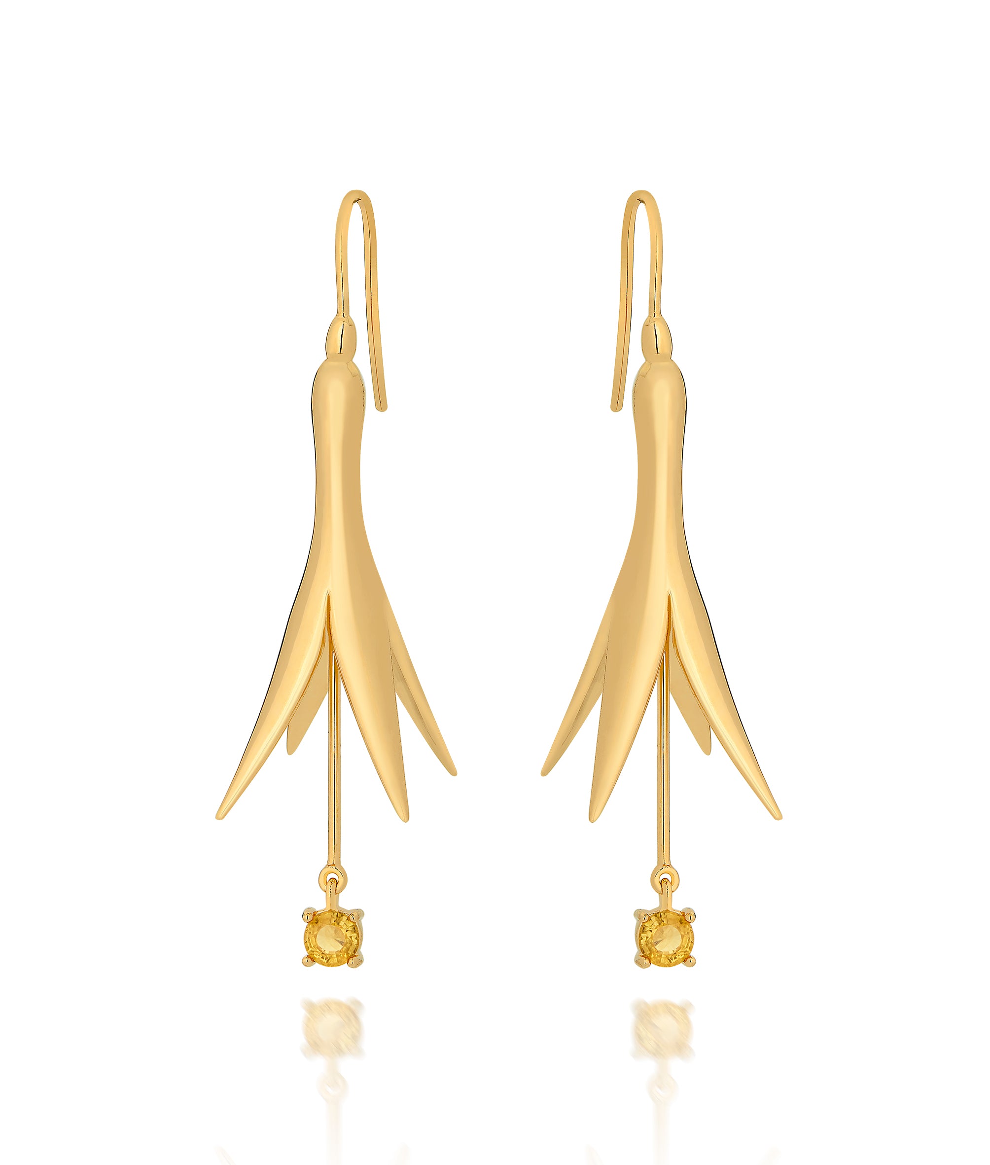 SMALL PRINCESS EARRING IN 18K YELLOW GOLD PLATED SILVER WITH SAPPHIRE