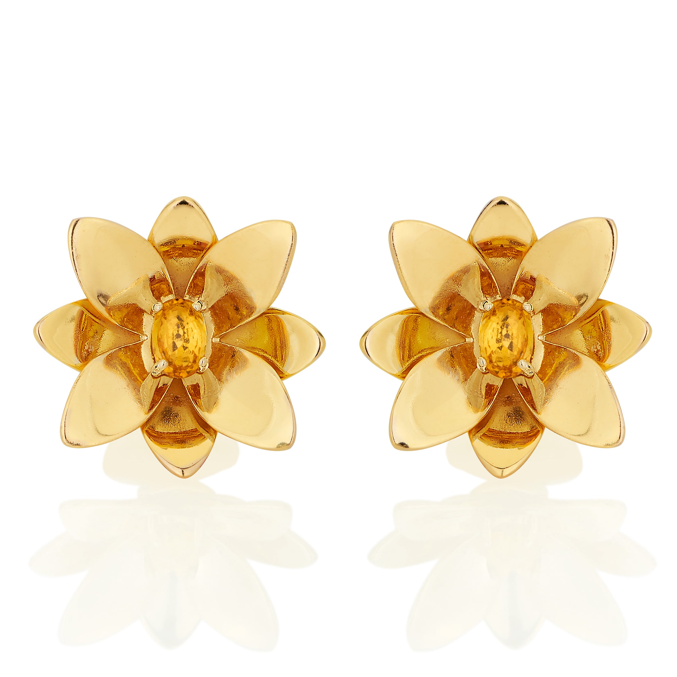 BLOSSOM EARRING IN 18K YELLOW GOLD PLATED SILVER WITH SAPPHIRE