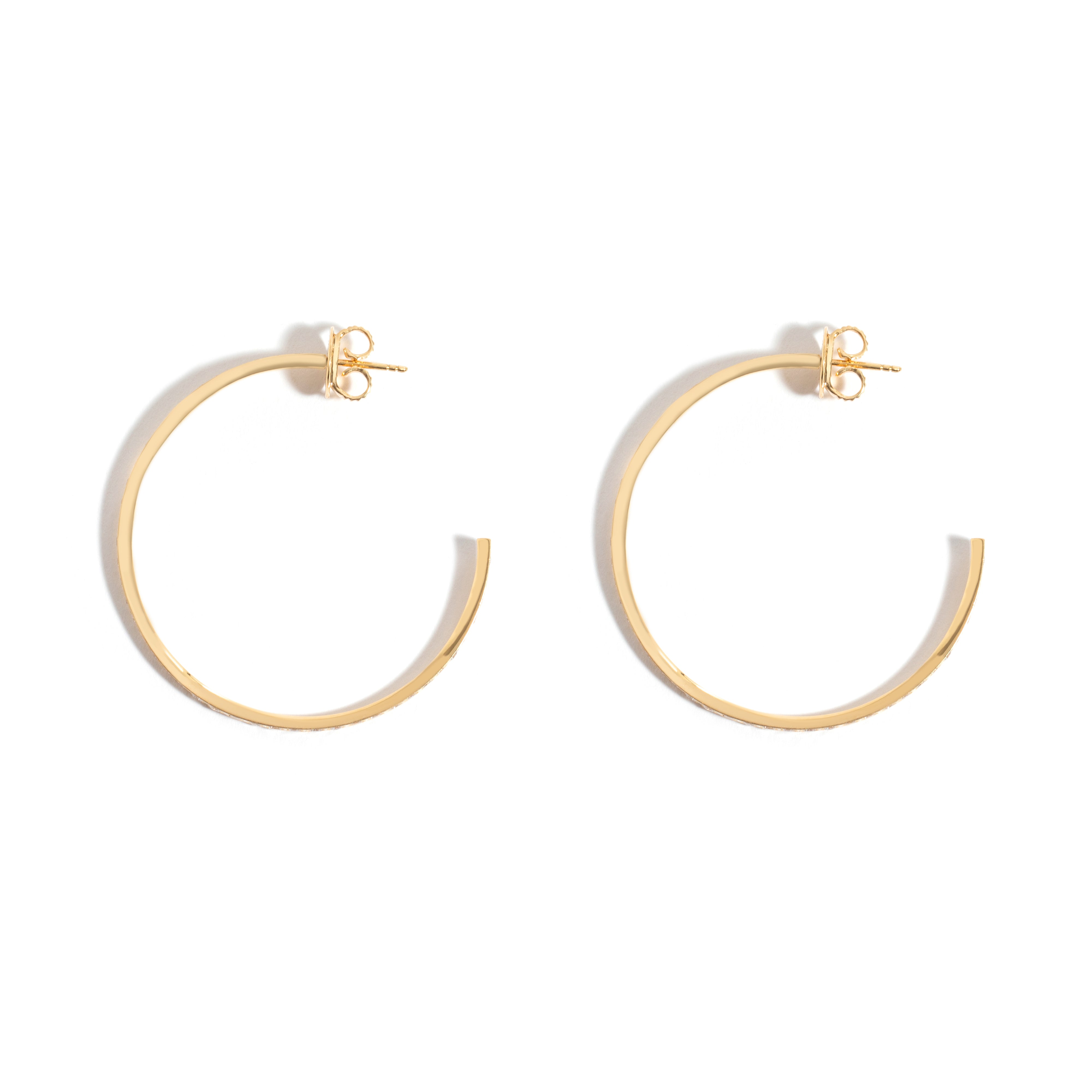 NEW VINTAGE POWER LARGE HOOP EARRING IN 18K YELLOW GOLD WITH DIAMOND