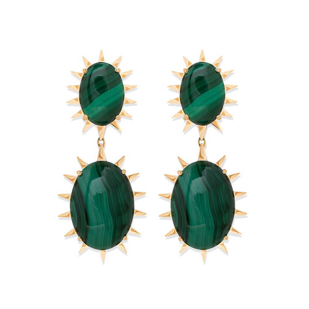 DUO DOLCE EARRING IN 18K YELLOW GOLD WITH MALACHITE