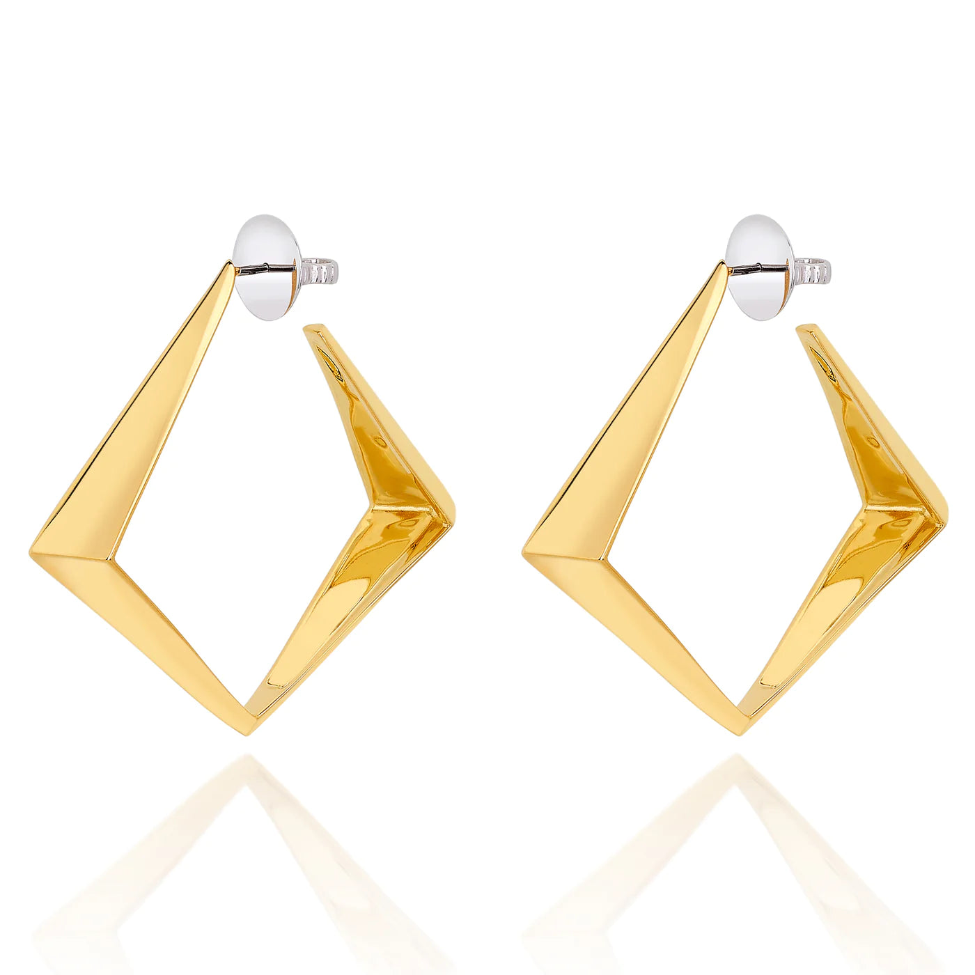 Rock Hoops With 18K Yellow Gold Plated Silver
