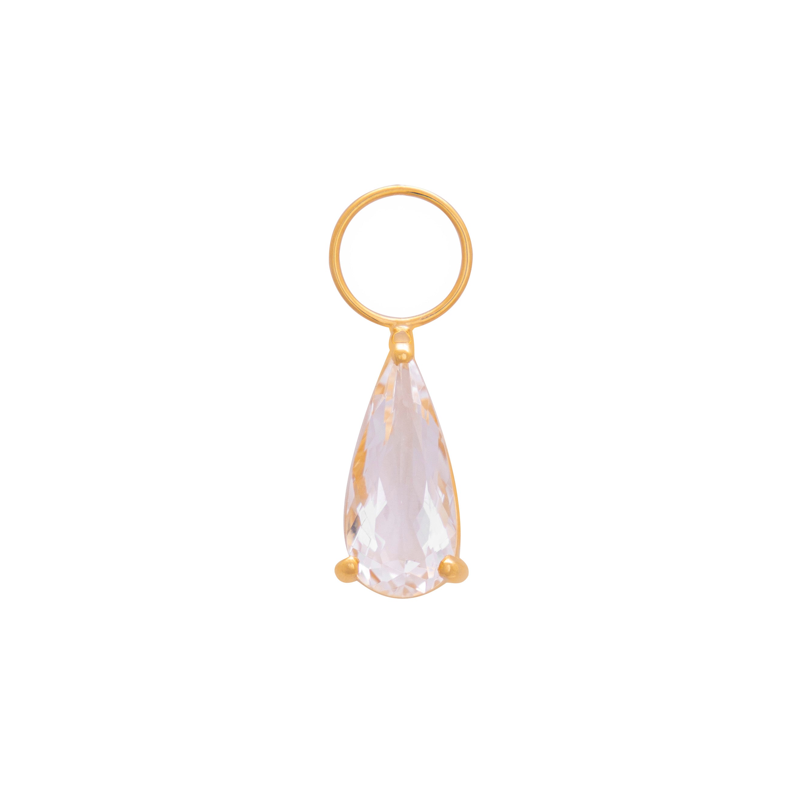SMALL ROCK DROP PENDANT IN 18K YELLOW GOLD PLATED SILVER WITH QUARTZ