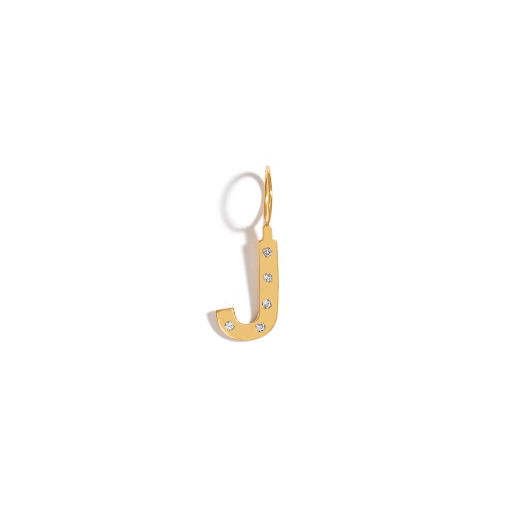 ROCK LETTER PENDANT IN 18K YELLOW GOLD PLATED SILVER WITH DIAMOND