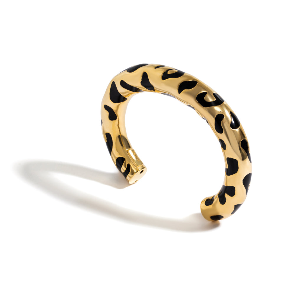 LEOPARDO BRACELET IN 18K YELLOW GOLD PLATED SILVER WITH ENAMEL DETAILS