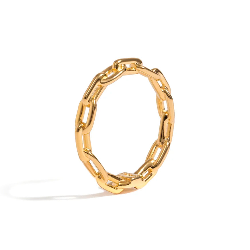 CHAIN RING IN 18K YELLOW GOLD PLATED SILVER