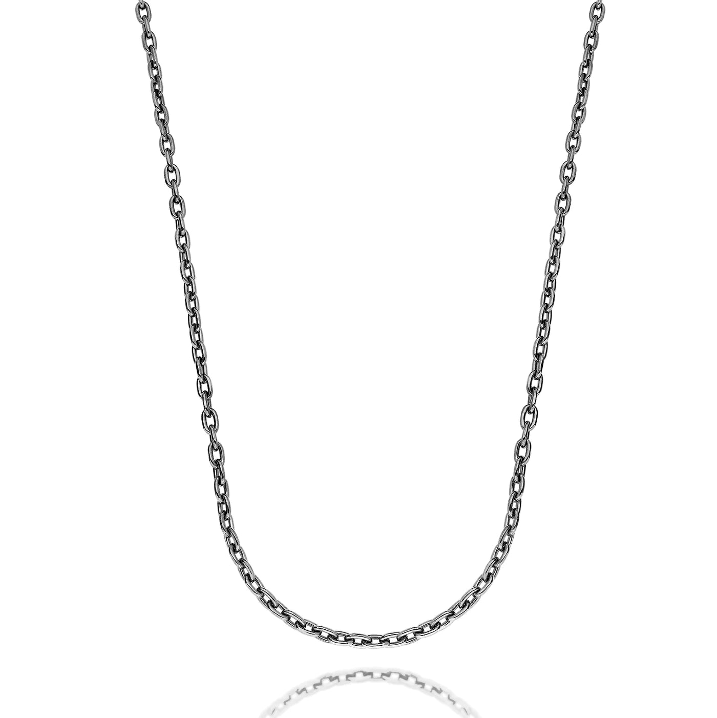 Solid Chain Necklace With Black Rhodium Plated Silver
