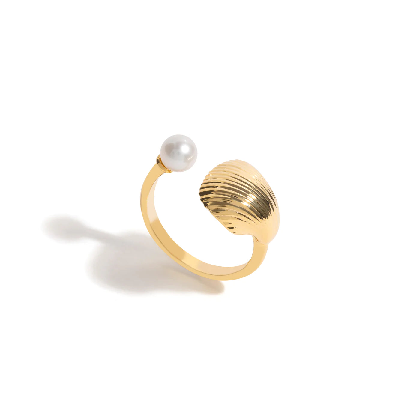 PERLA RING IN 18K YELLOW GOLD PLATED SILVER WITH PEARL