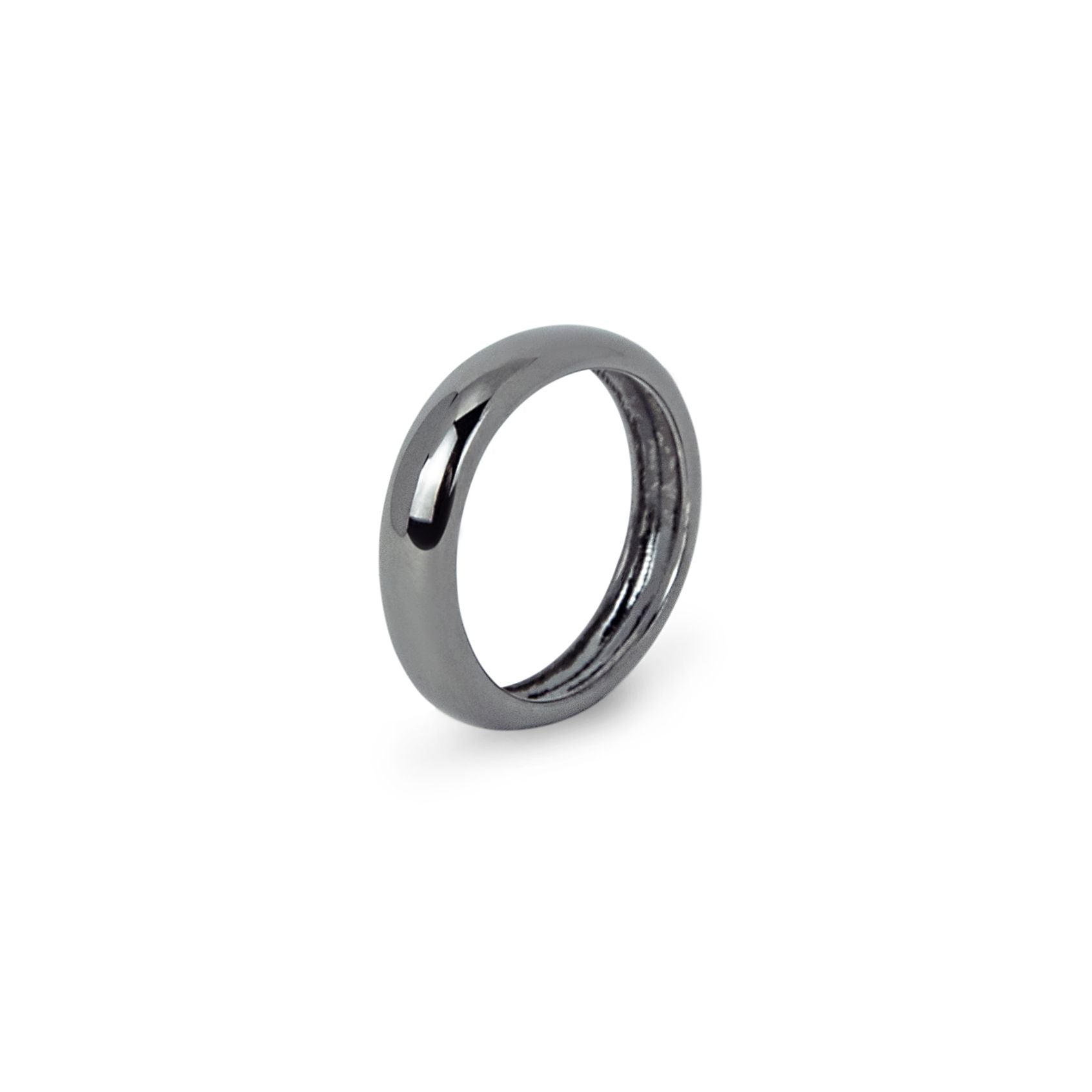 TUBE RING IN BLACK RHODIUM PLATED SILVER
