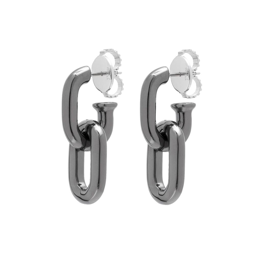 SMALL DOUBLE LINK EARRING IN BLACK RHODIUM PLATED SILVER