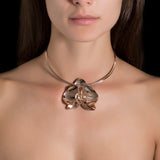 ORCHID NECKLACE IN 18K ROSE GOLD PLATED SILVER WITH DIAMOND