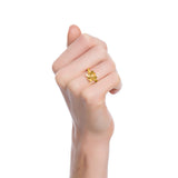 BLOSSOM MINI RING IN 18K YELLOW GOLD PLATED SILVER WITH SAPPHIRE