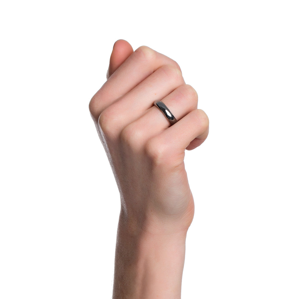 TUBE RING IN BLACK RHODIUM PLATED SILVER