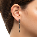 CHAIN SHORT EARRING IN BLACK RHODIUM PLATED SILVER