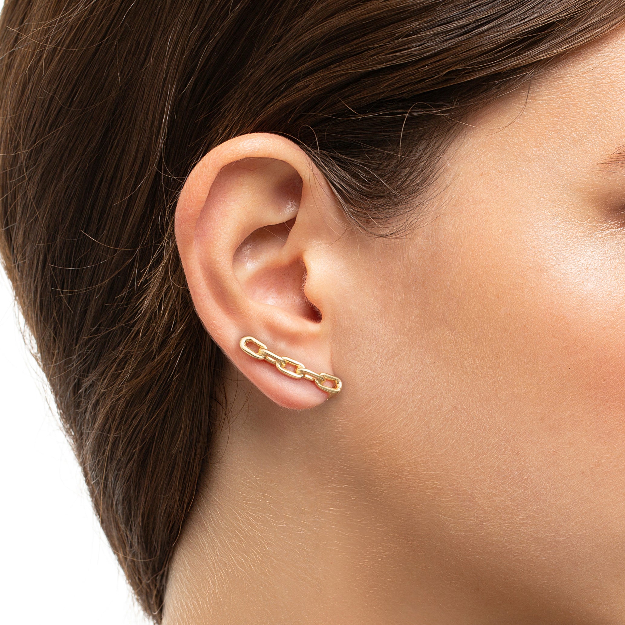 CHAIN COMET EARRING IN 18K YELLOW GOLD PLATED SILVER
