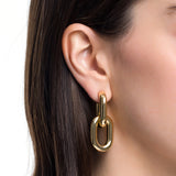 LARGE DOUBLE LINK EARRING IN 18K YELLOW GOLD PLATED SILVER