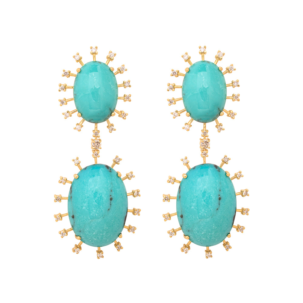 VITA EARRING IN 18K YELLOW GOLD WITH TURQUOISE AND DIAMOND