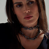 SMALL CHAIN NECKLACE IN BLACK RHODIUM PLATED SILVER