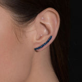 UNIVERSE COMET EARRING IN BLACK RHODIUM PLATED 18K WHITE GOLD WITH SAPPHIRE