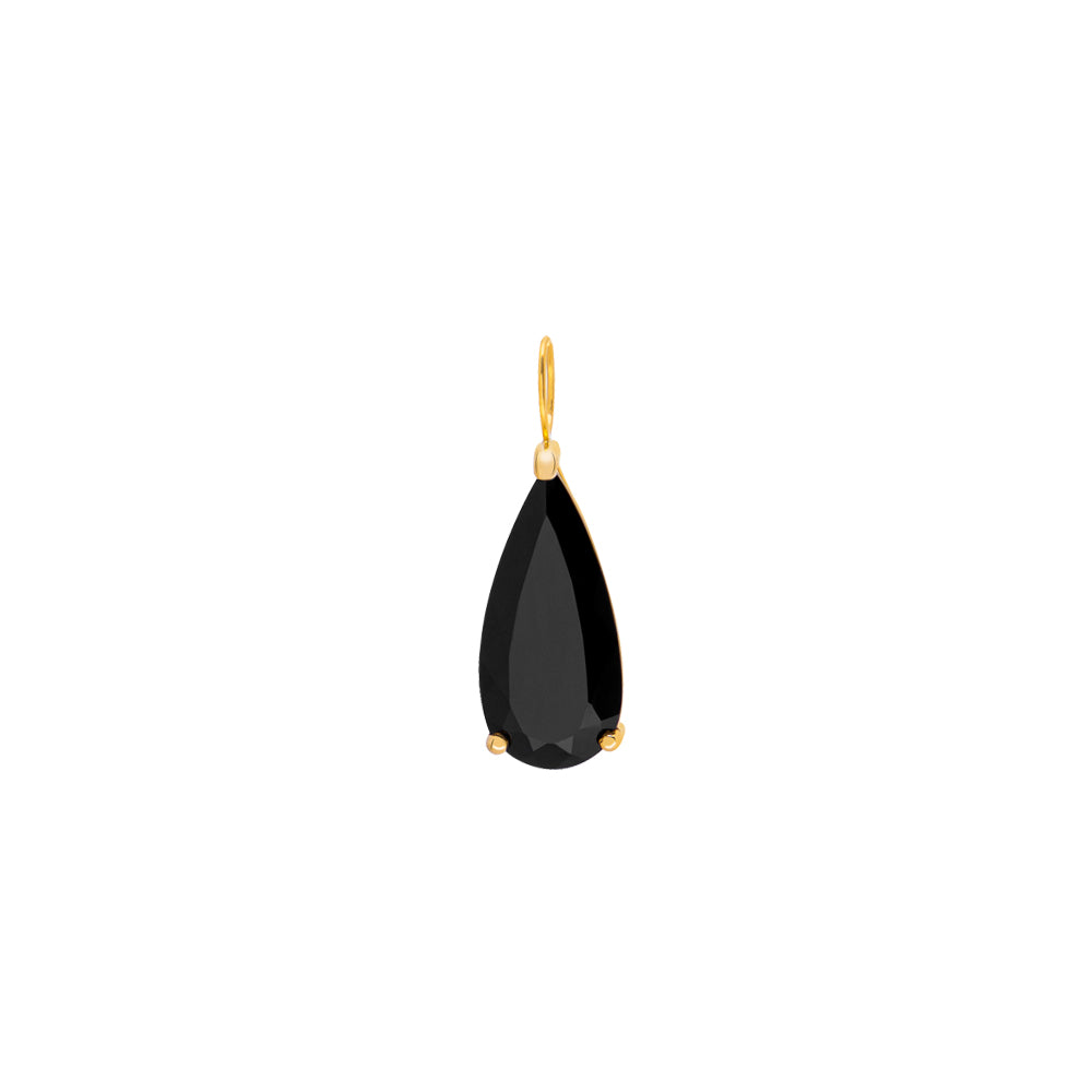 LARGE ROCK DROP PENDANT IN 18K YELLOW PLATED SILVER WITH BLACK QUARTZ