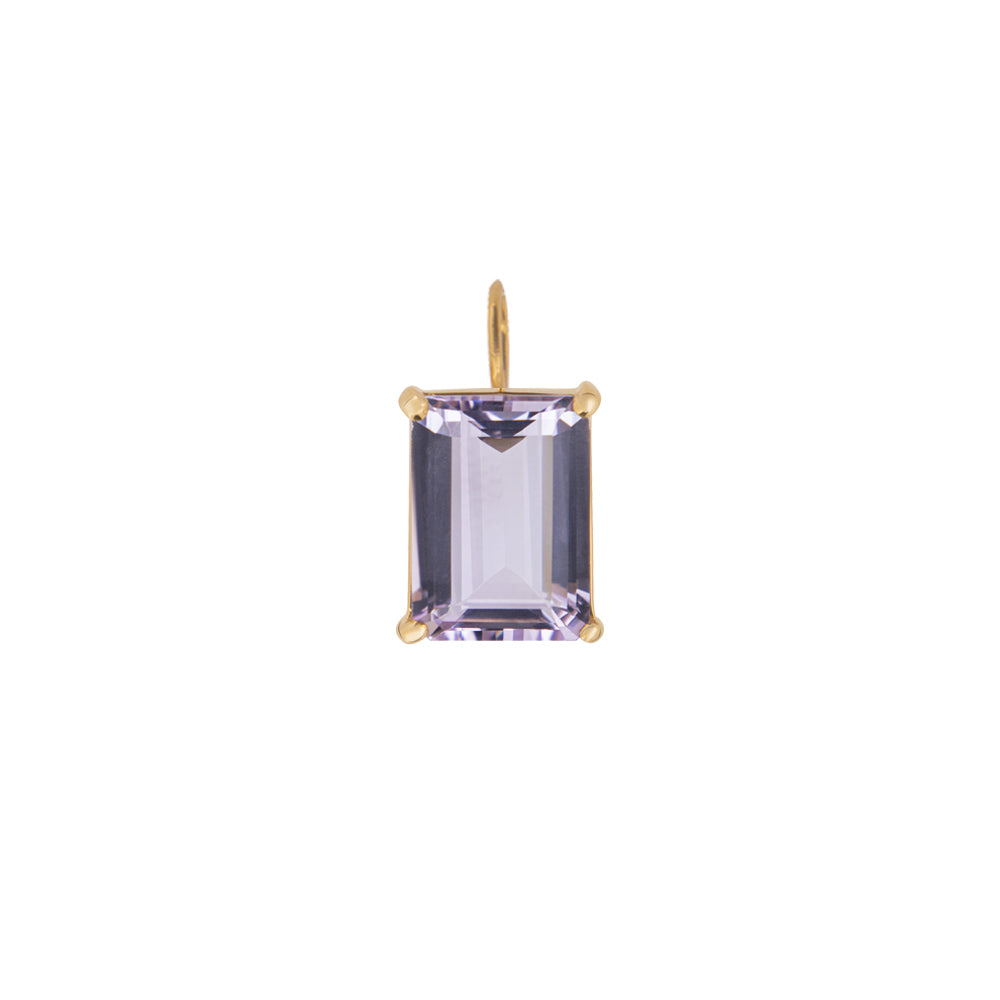 LARGE ROCK RECTANGLE PENDANT IN 18K YELLOW GOLD PLATED SILVER WITH AMETHYST