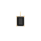 LARGE ROCK RECTANGLE PENDANT IN 18K YELLOW GOLD PLATED SILVER WIT BLACK QUARTZ