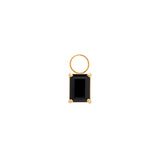 SMALL ROCK RECTANGLE PENDANT IN 18K YELLOW GOLD PLATED SILVER WITH BLACK QUARTZ