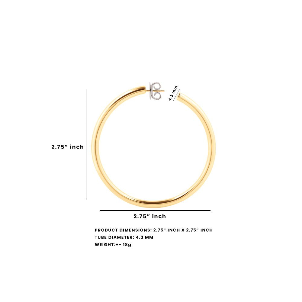 POP LARGE HOOP EARRING IN 18K YELLOW GOLD PLATED SILVER