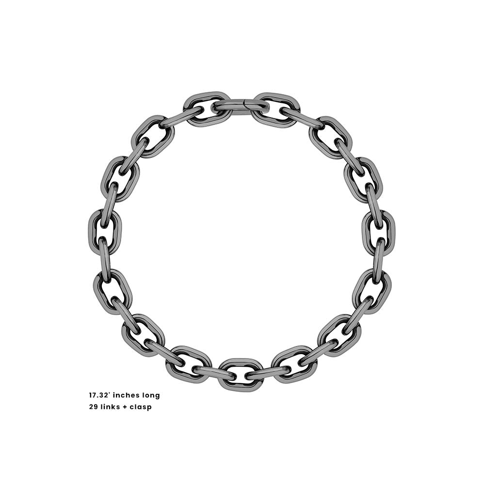 SMALL CHAIN NECKLACE IN BLACK RHODIUM PLATED SILVER