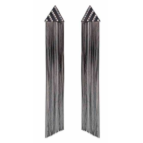PLEATS TRIANGLE FRINGE EARRING IN BLACK RHODIUM PLATED 18K WHITE GOLD WITH DIAMOND