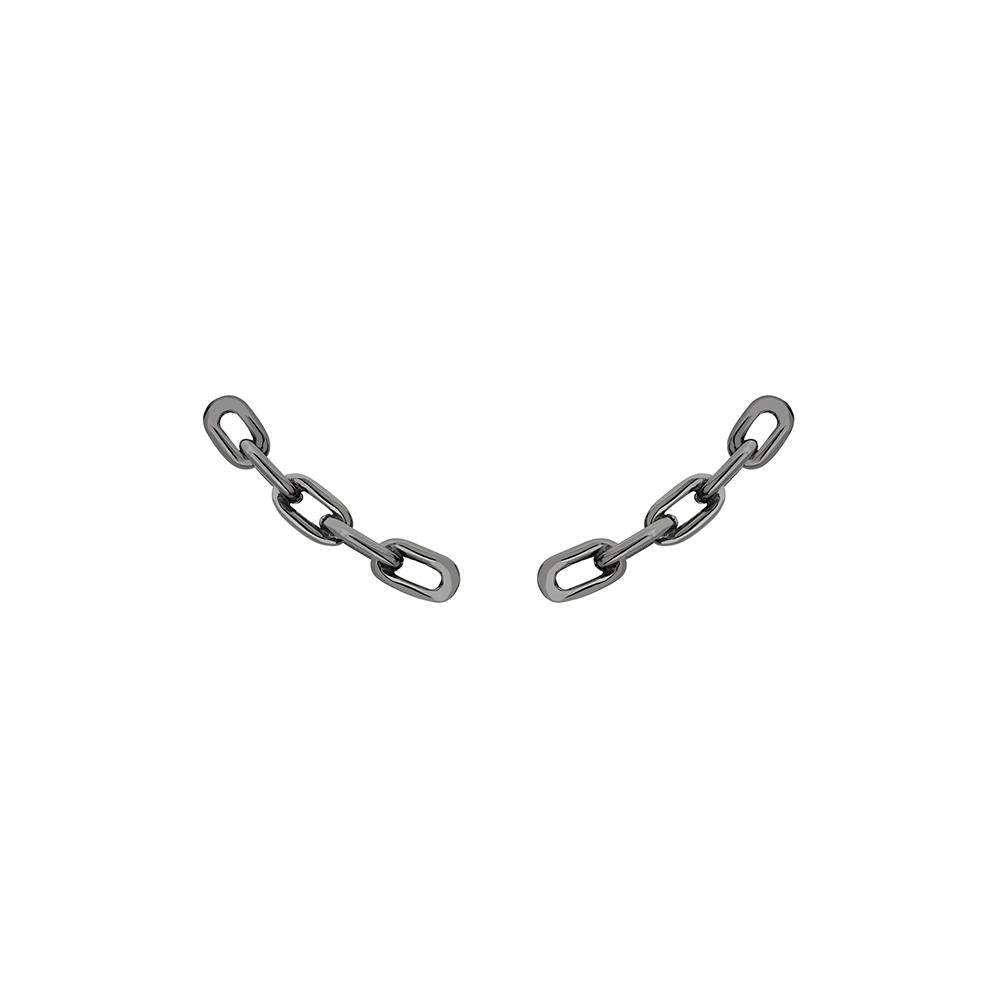 Chain Comet Earrings With Black Rhodium Plated Silver