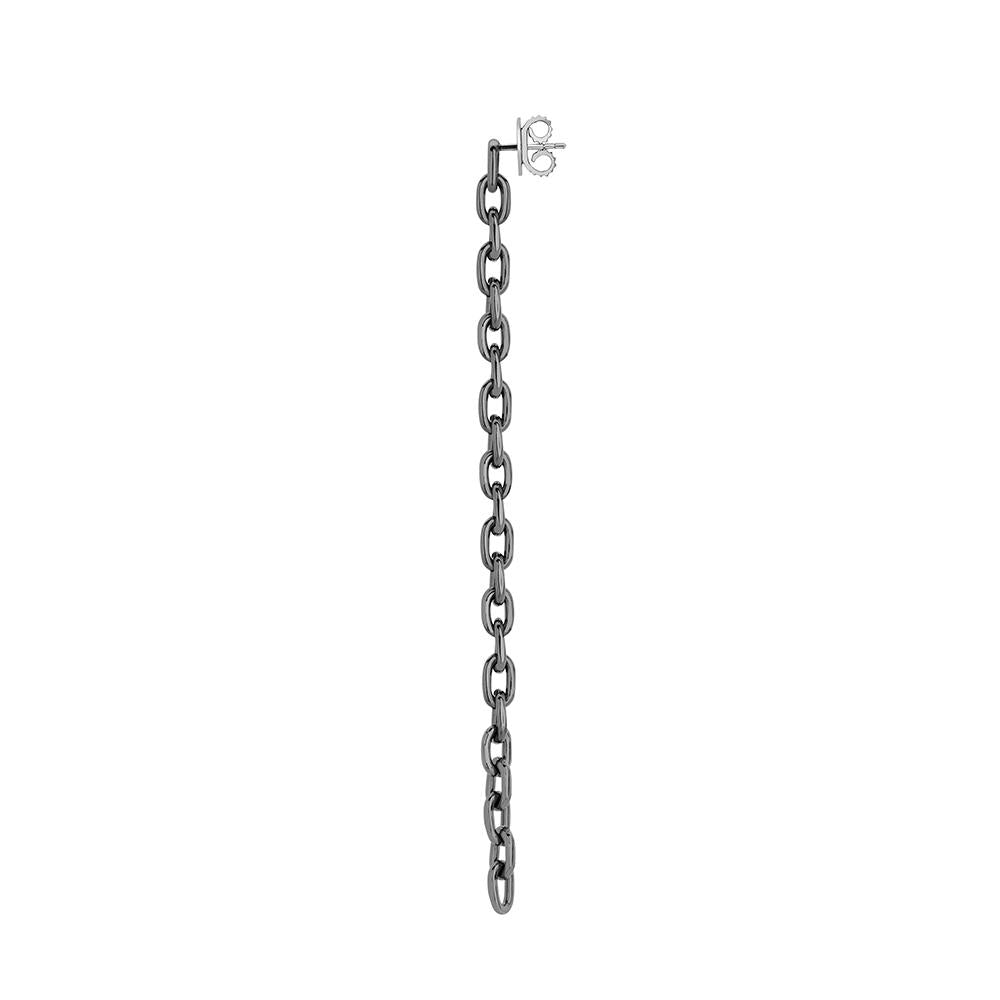 Chain Long Earrings With Black Rhodium Plated Silver