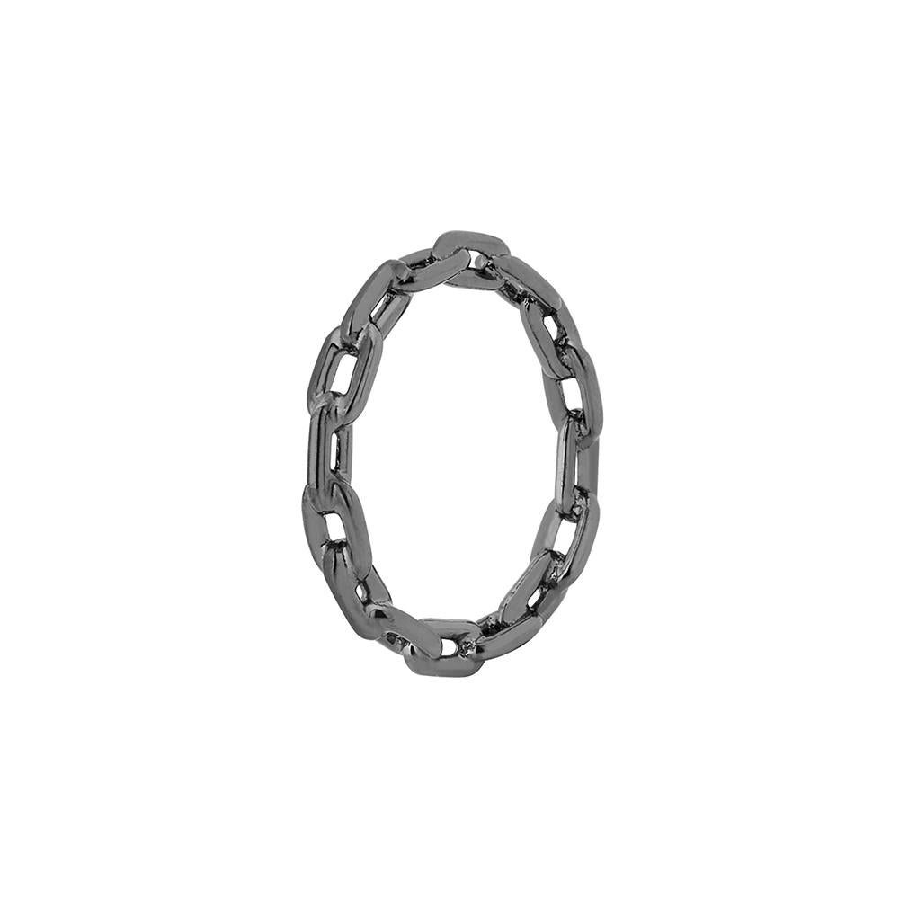 Chain Ring With Black Rhodium Plated Silver