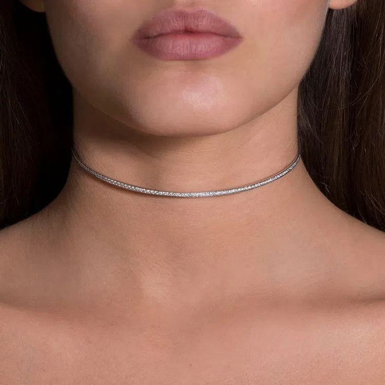 CHOKER NECKLACE IN BLACK RHODIUM PLATED 18K WHITE GOLD WITH DIAMOND