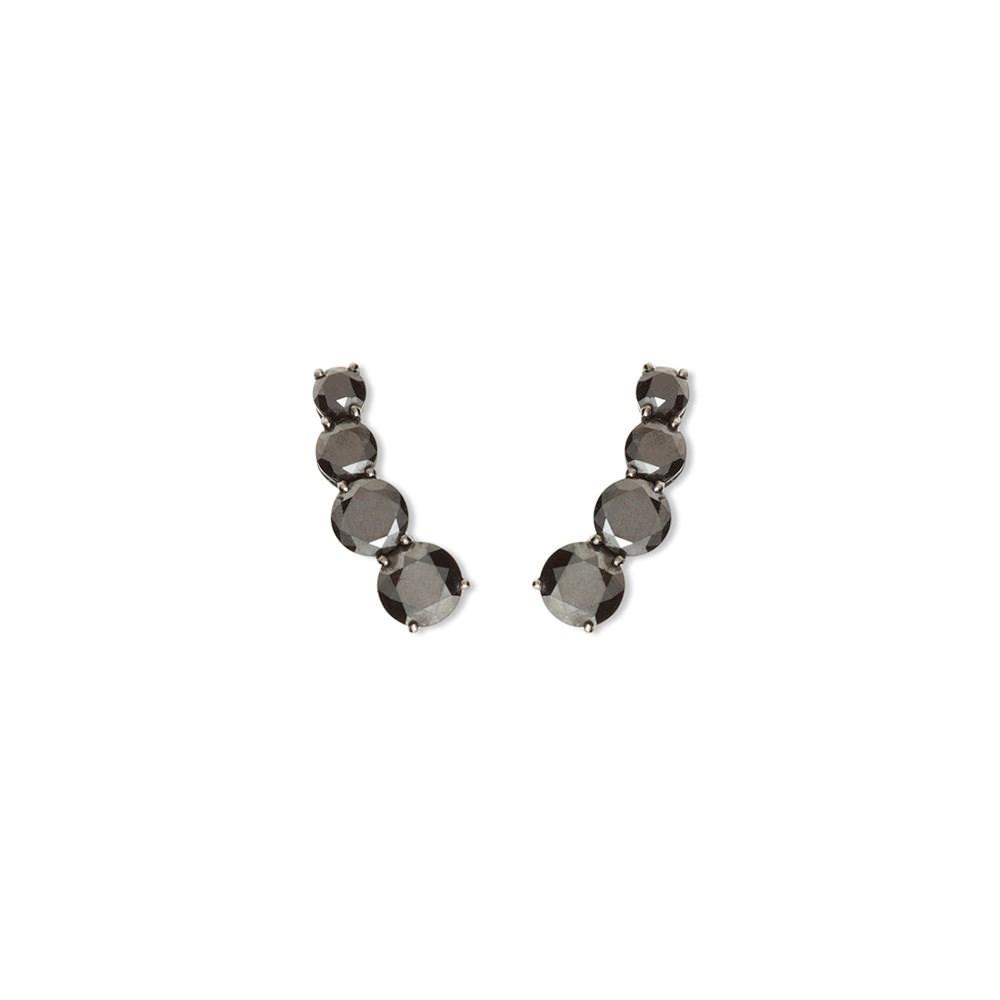 Comet Earring With Earring In White Gold 18K With Black Rhodium And Black Diamonds 8,16Ct